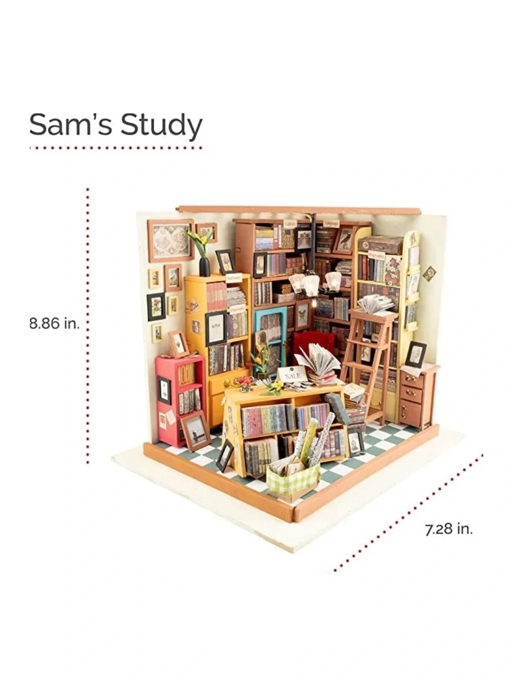 Rolife DIY Miniature House Kit - Sam’s Study (Library / Bookstore) with LED Ligh